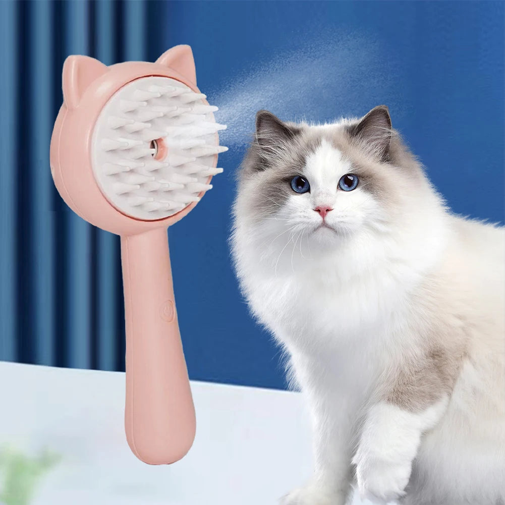Self-Cleaning Mist Cat Grooming Brush