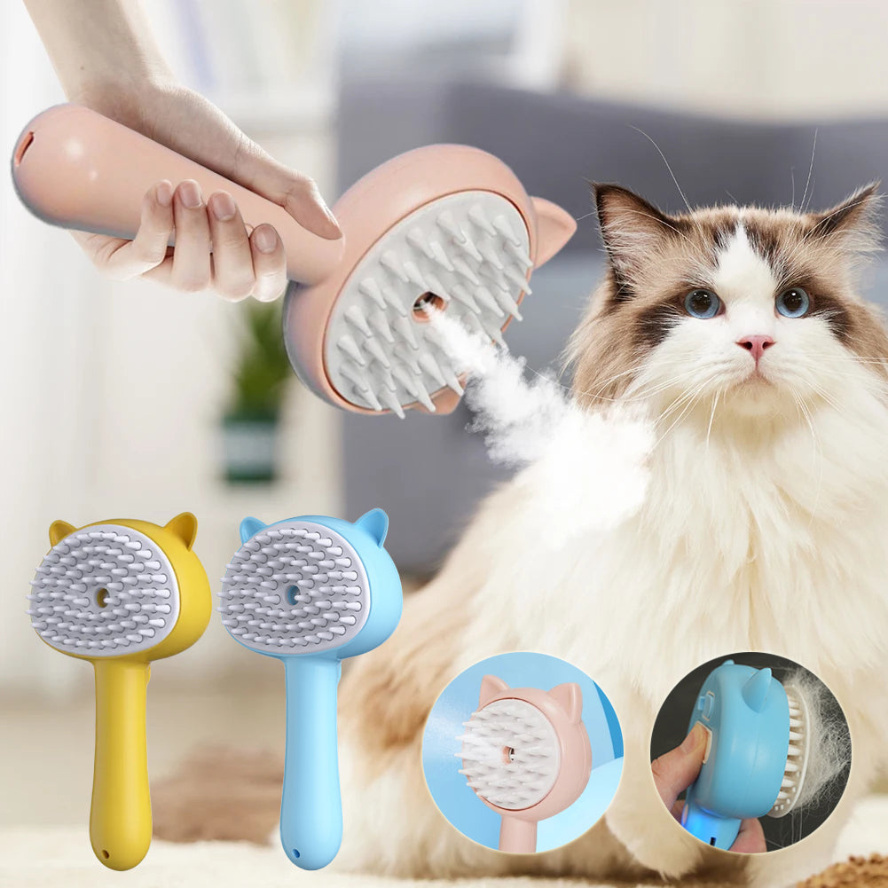 Self-Cleaning Mist Cat Grooming Brush